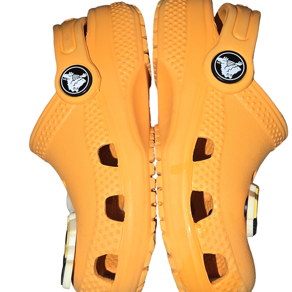 Toddler Orange Crocs with Construction Theme Size 7C - Picture 2 of 4